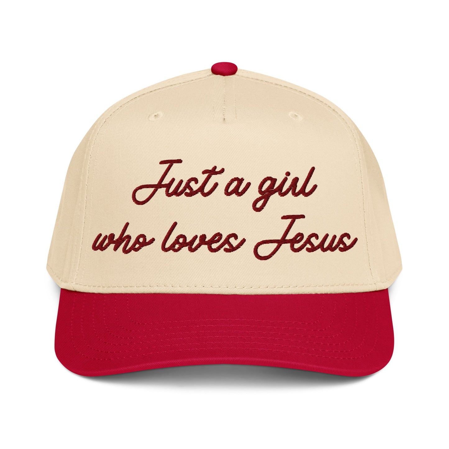 Just a girl who loves Jesus 5 panel capEMBROIDERYHello Bella LLC