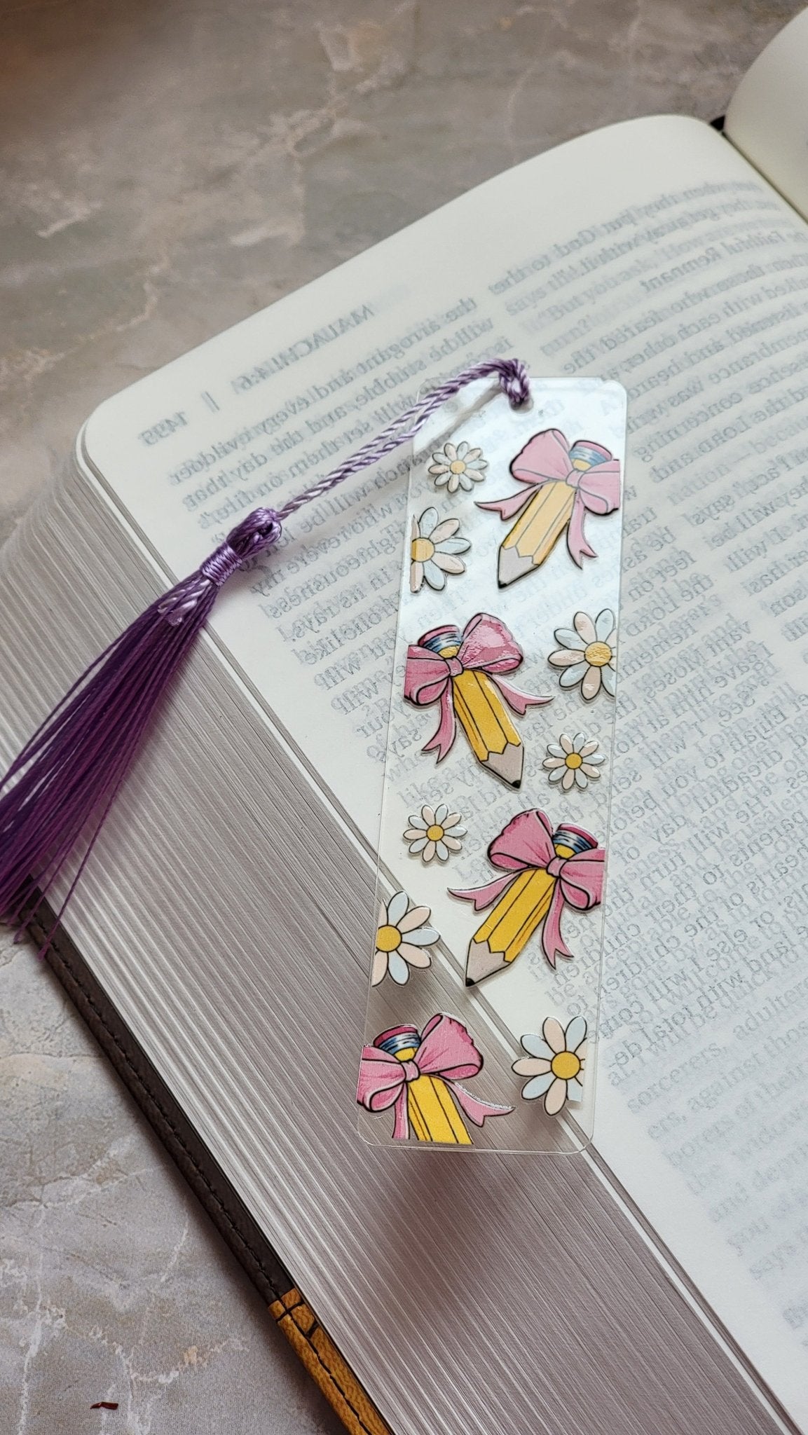 Pink Bow and Pencil BookmarkWebster Wax Company