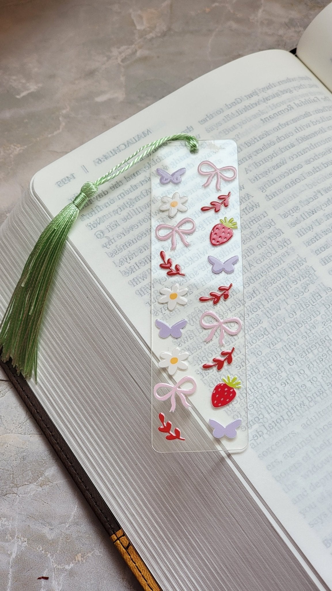 Pink Bow Butterfly and Strawberry BookmarkWebster Wax Company