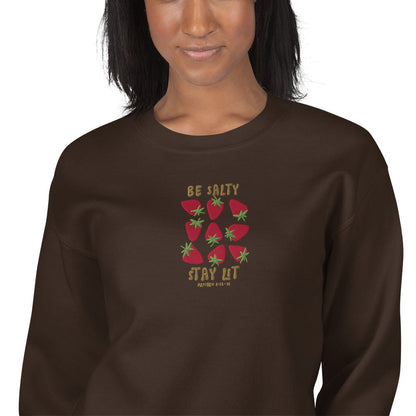 Be Salty Stay Lit Embroidered Crew NeckT - SHIRTHello Bella LLC