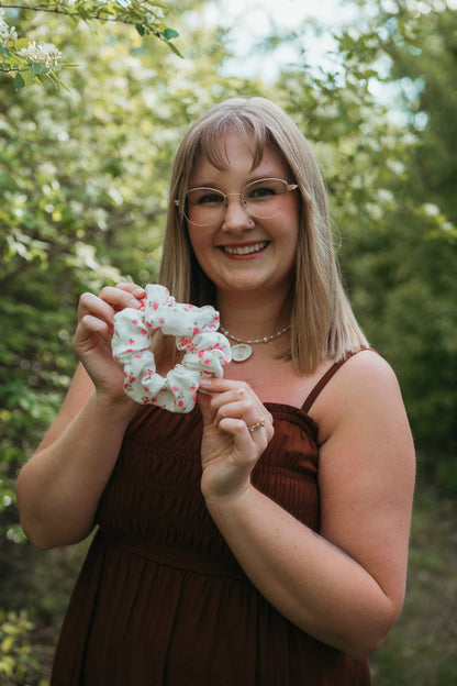 Dainty Pink Flower ScrunchieWebster Wax Company