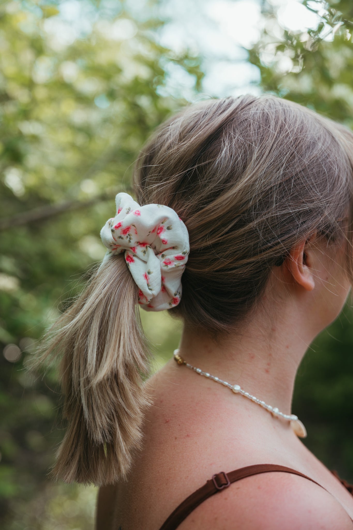 Dainty Pink Flower ScrunchieWebster Wax Company