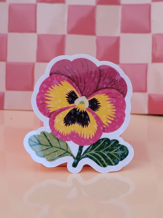 Fuschia & Yellow Pansy StickerWebster Wax Company