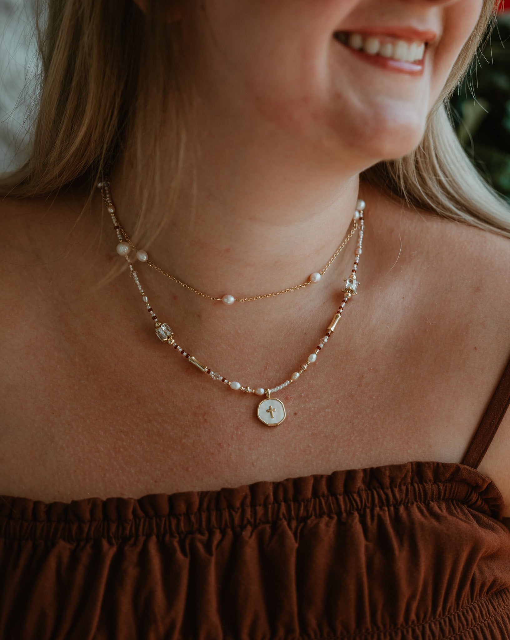 I'm Redeemed Golden Amber Cross NecklaceWebster Wax Company