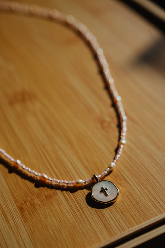 I'm Redeemed Golden Amber Cross Necklace - backordered 3 - 5 daysWebster Wax Company