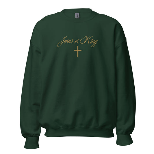 Jesus is King with cross crewneckT - SHIRTHello Bella LLC