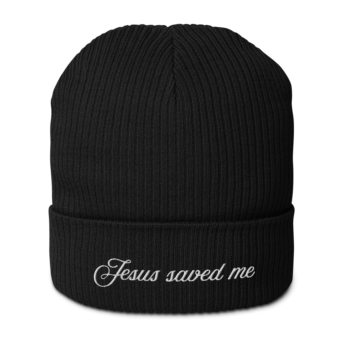 Jesus Saved Me Organic ribbed beanieEMBROIDERYHello Bella LLC