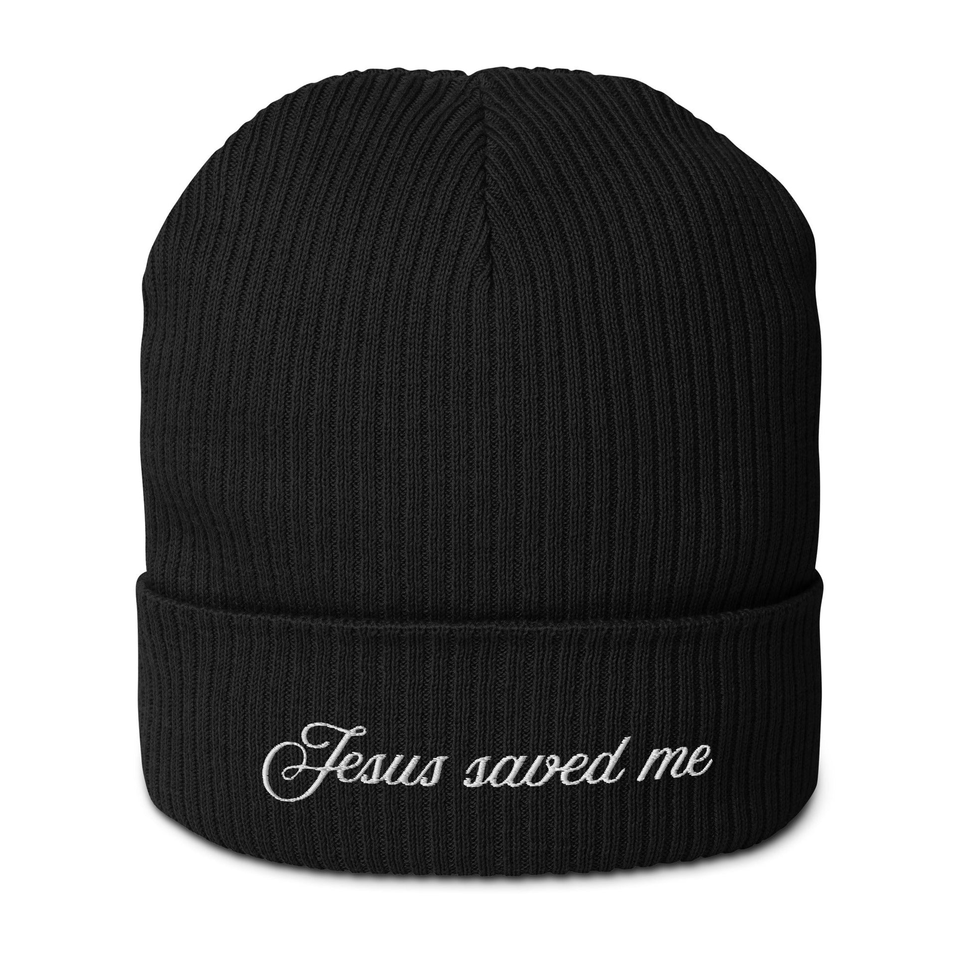 Jesus Saved Me Organic ribbed beanieEMBROIDERYHello Bella LLC