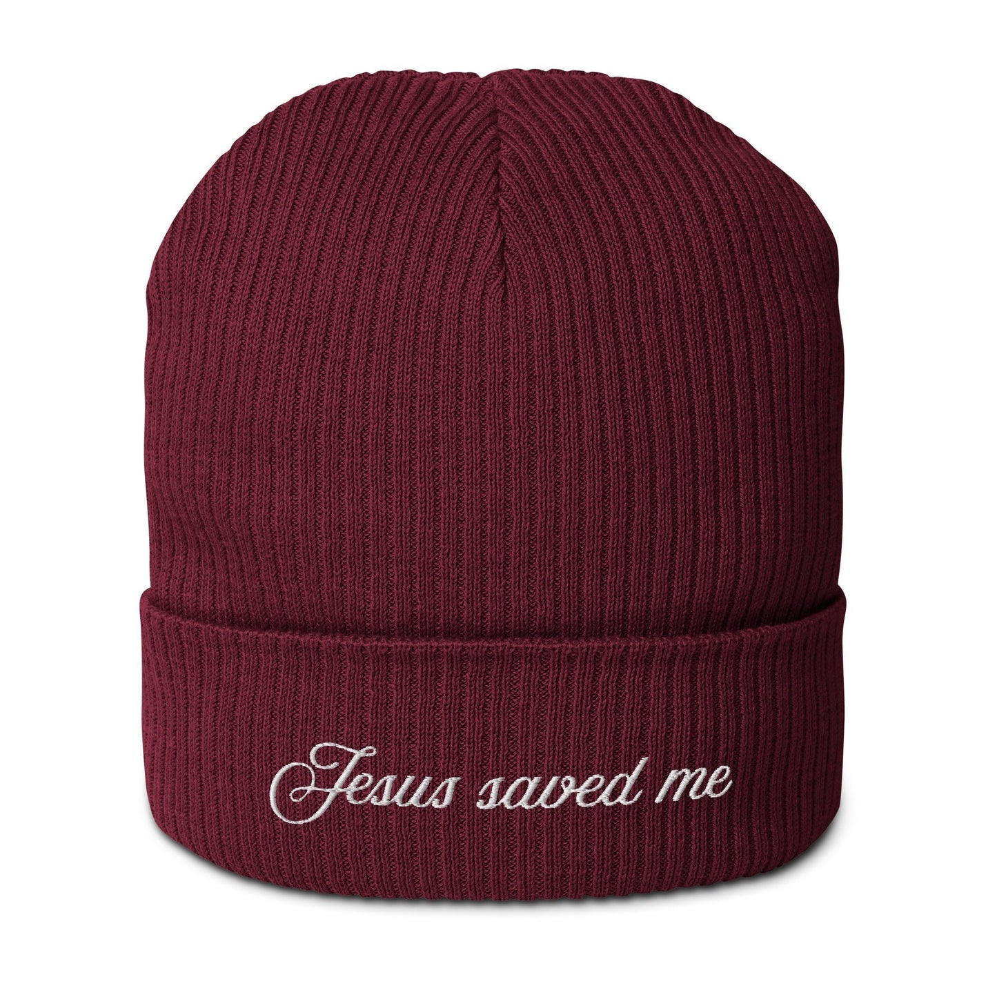 Jesus Saved Me Organic ribbed beanieEMBROIDERYHello Bella LLC