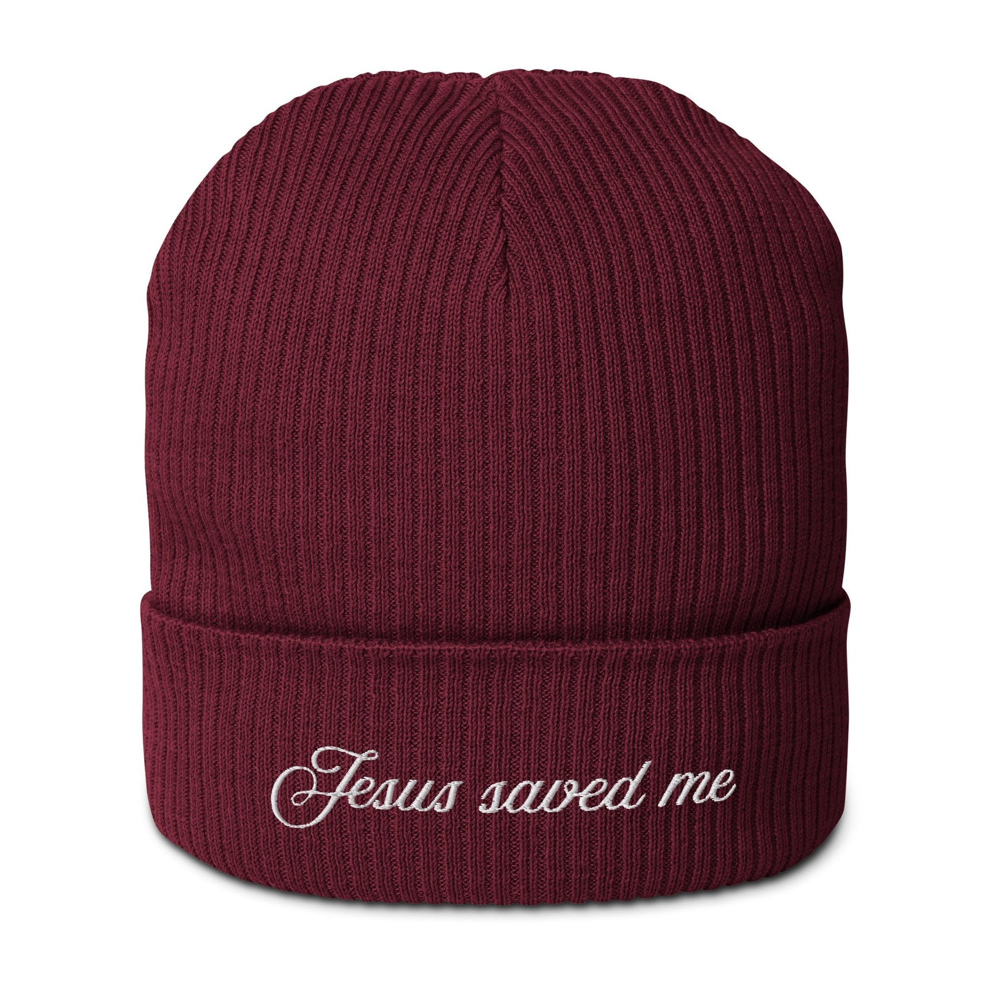 Jesus Saved Me Organic ribbed beanieEMBROIDERYHello Bella LLC