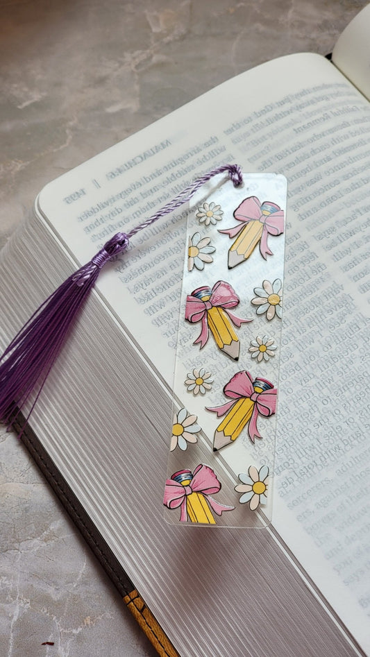 Pink Bow and Pencil BookmarkWebster Wax Company