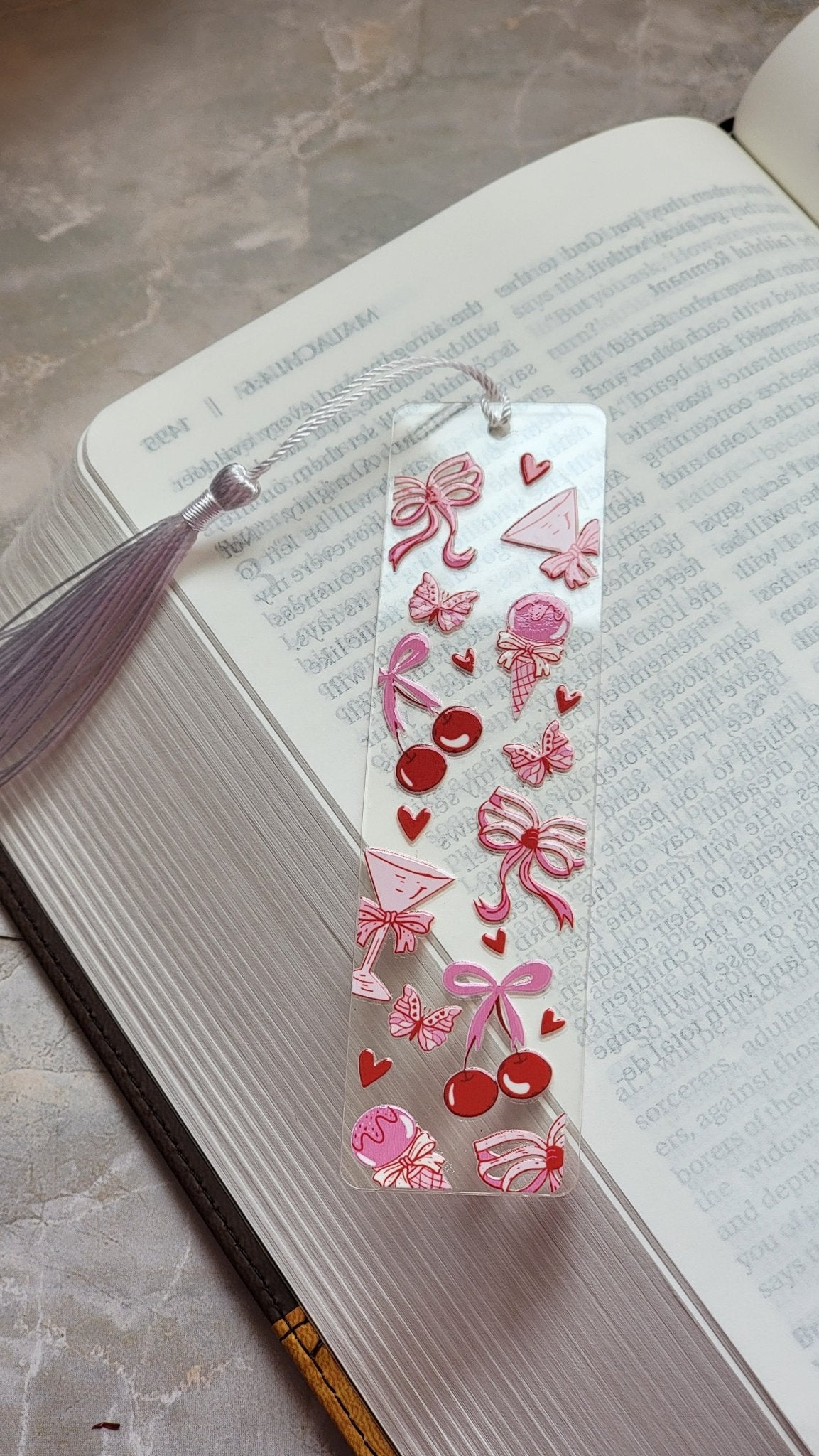 Pink Bow, Cherry, Martini Glass BookmarkWebster Wax Company