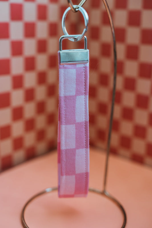 Pink Checkered Wrist LanyardWebster Wax Company