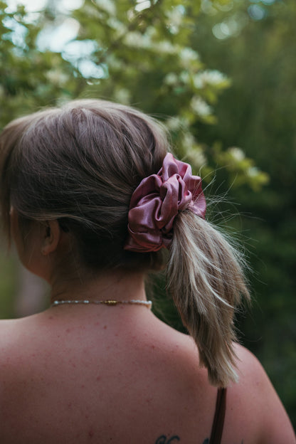 Plush Mauve Satin ScrunchieWebster Wax Company