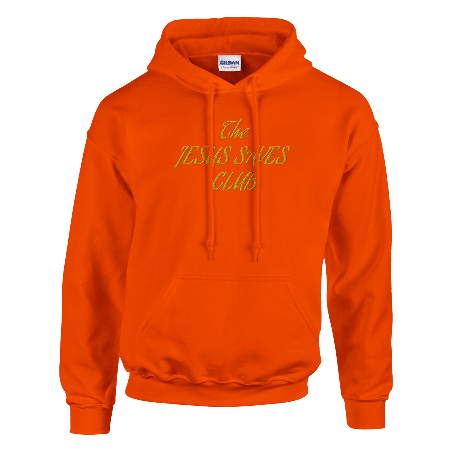 The Jesus Saves Club Embroidered Hoodie - OrangePrint MaterialHello Bella LLC