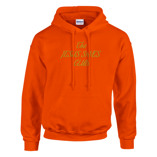The Jesus Saves Club Embroidered Hoodie - OrangePrint MaterialHello Bella LLC