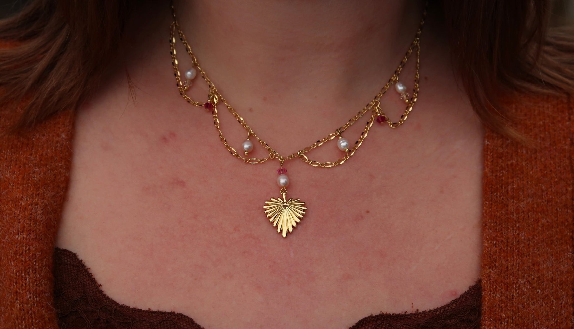 Vintage Inspired Pearl & Heart Charm Choker NecklaceHello Bella LLC