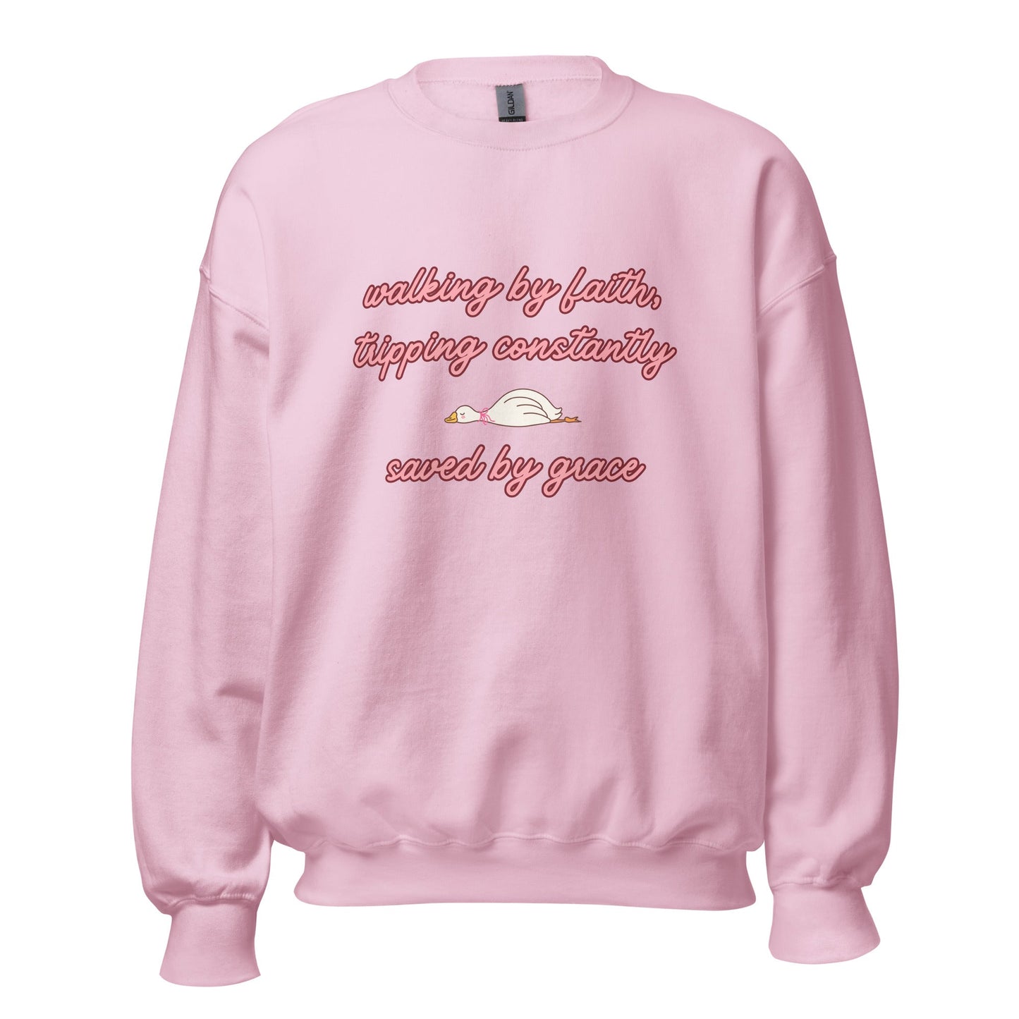 Walking by Faith, Trippin constantly, Saved by Grace Silly Goose CrewneckT - SHIRTHello Bella LLC